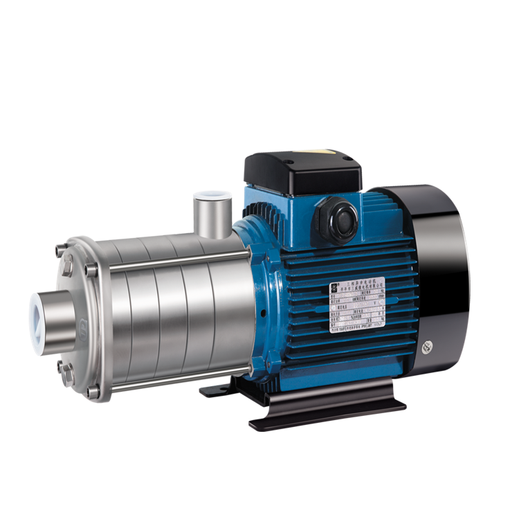 非自吸臥式多級離心泵，葉輪導(dǎo)葉采用不銹鋼板沖壓焊接制成，配加長軸電機，軸向入口和徑向出口。